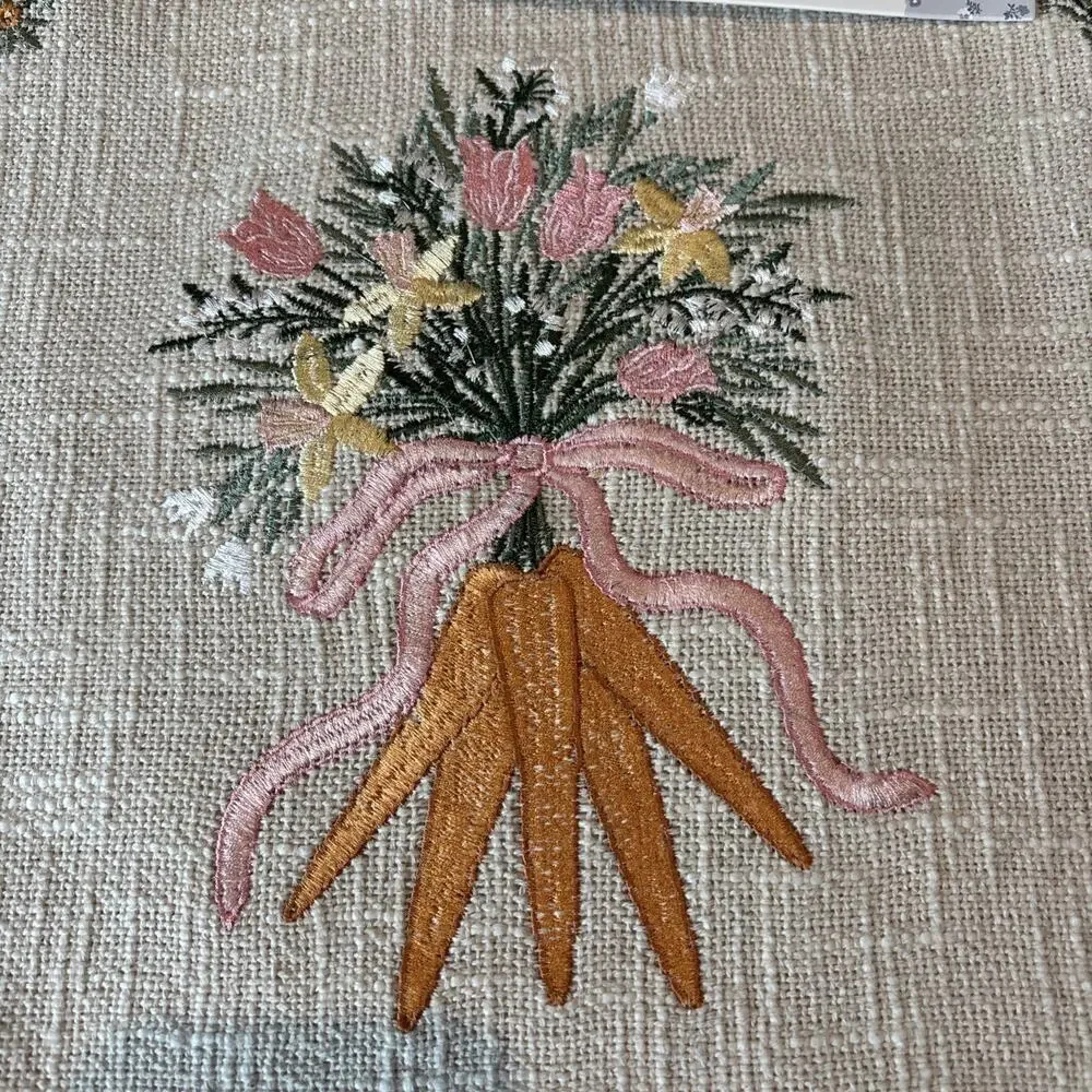 Shabby Chic Easter Embroidered Floral Carrot Placemat Set of 4 15